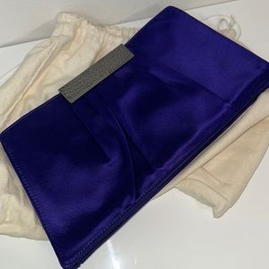 BCBGMAXAZRIA Purple Satin Envelope Clutch